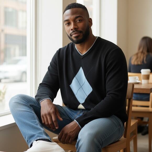 Men's Cashmere Sweater Argyle - Picture 2 of 8